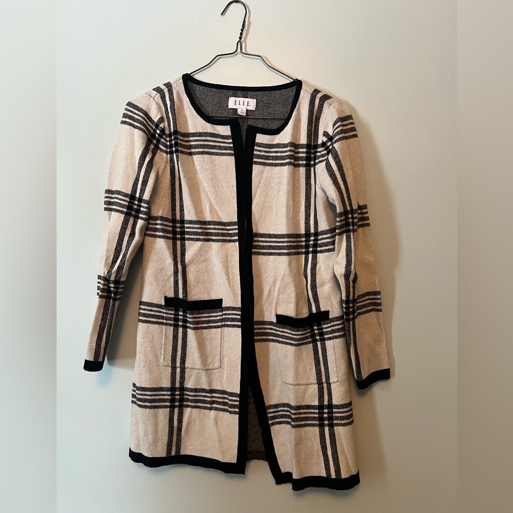 Elle Women's Striped Cardigan - Black and Cream